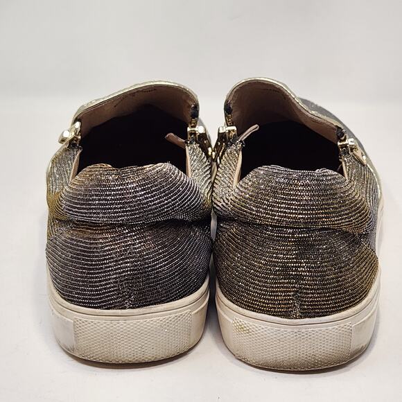 J Slides NYC Metallic Slip On Sneakers Size 9 Zipper Details Gold Silver Casual - Picture 7 of 9